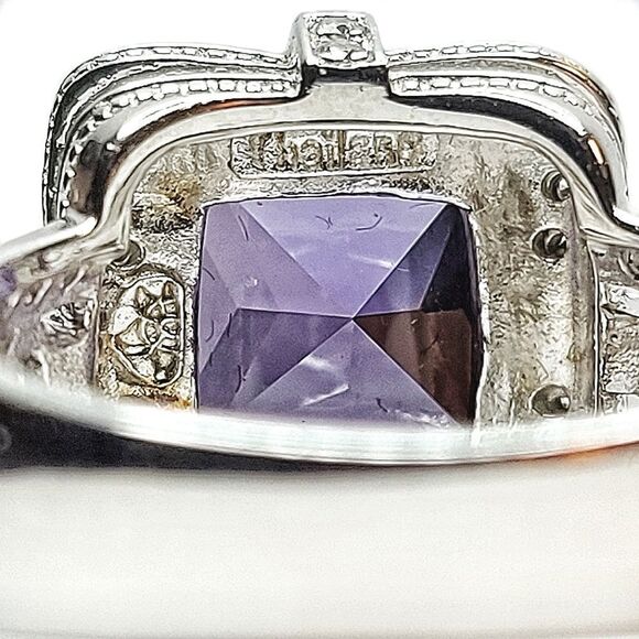 Cushion Cut Tanzanite Split Shank & Split Gallery Statement Ring | Size 8 - Picture 15 of 15